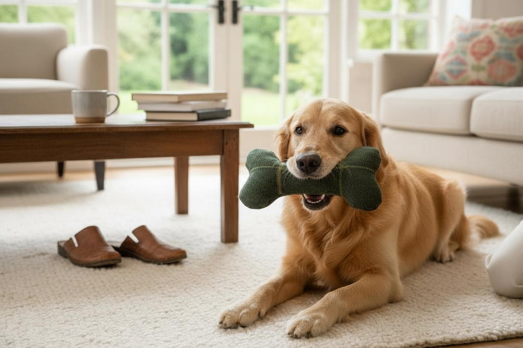 Handcrafted Toy Squeaky Dog Bone - choice of fabrics
